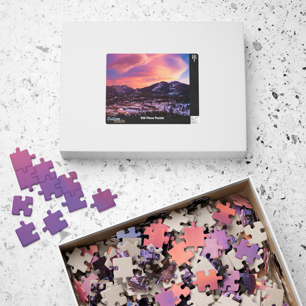 Estes Park Center Puzzle – Winter Sunset Over the Rockies