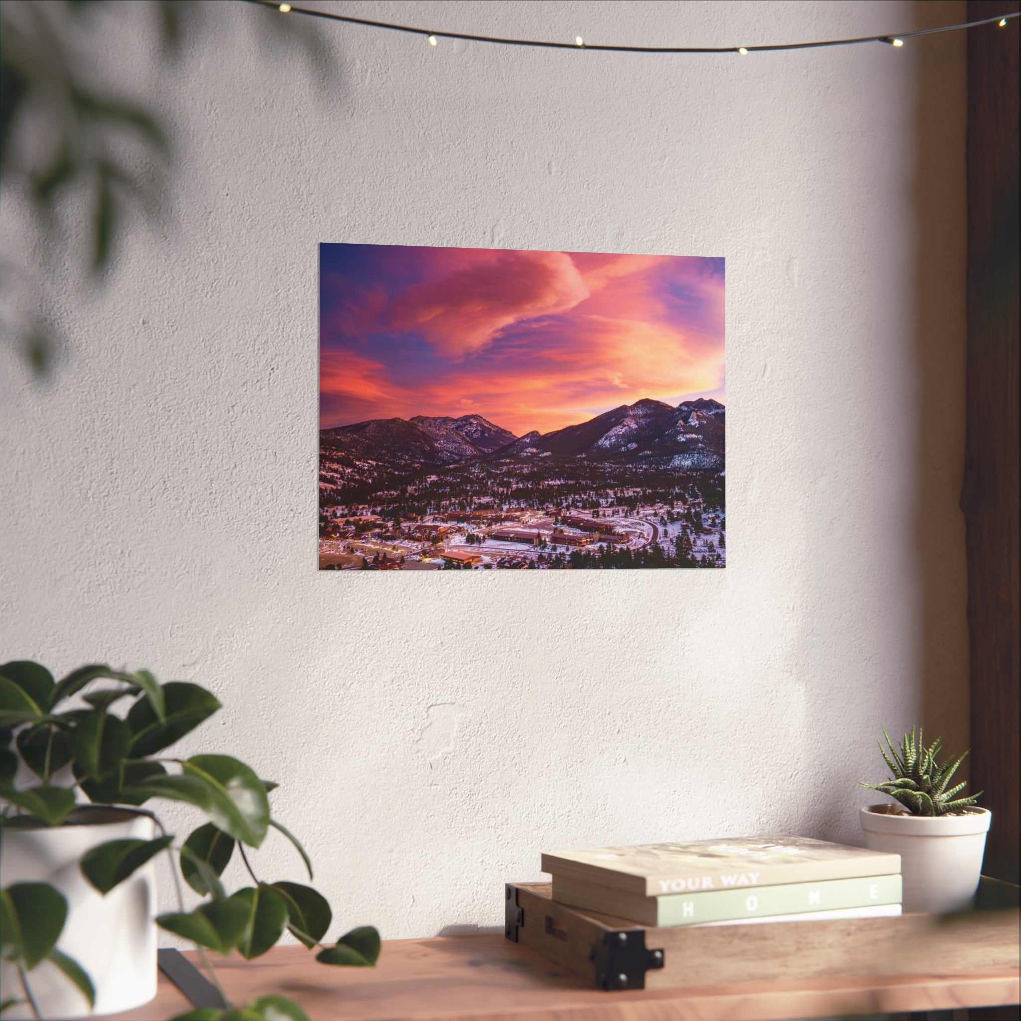 Winter Sunset at Estes Park Center Fine Art Poster, Nature Decor, Landscape Wall Art, Living Room Art, Home Office Print