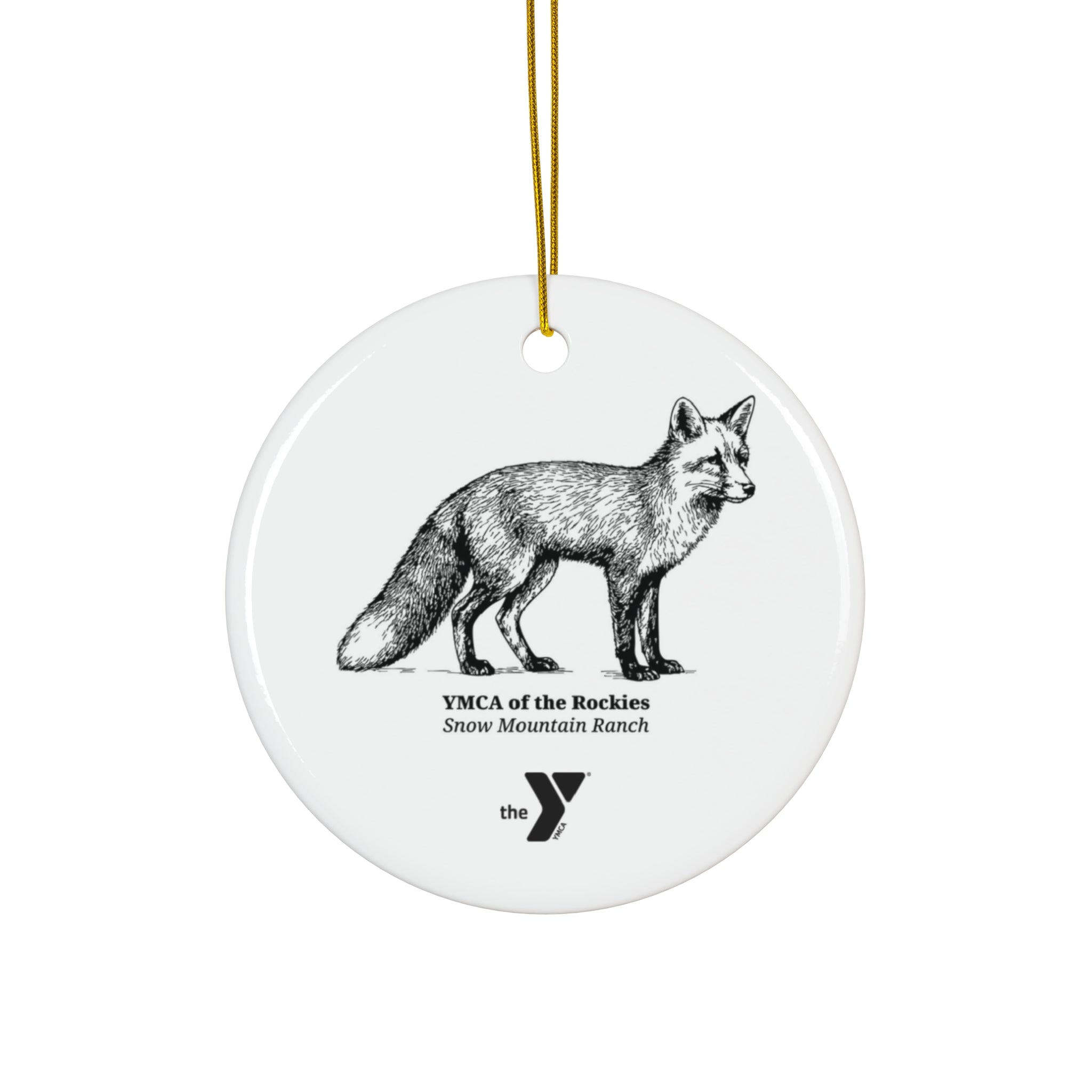 Snow Mountain Ranch Fox Ceramic Ornament, 3 Shapes
