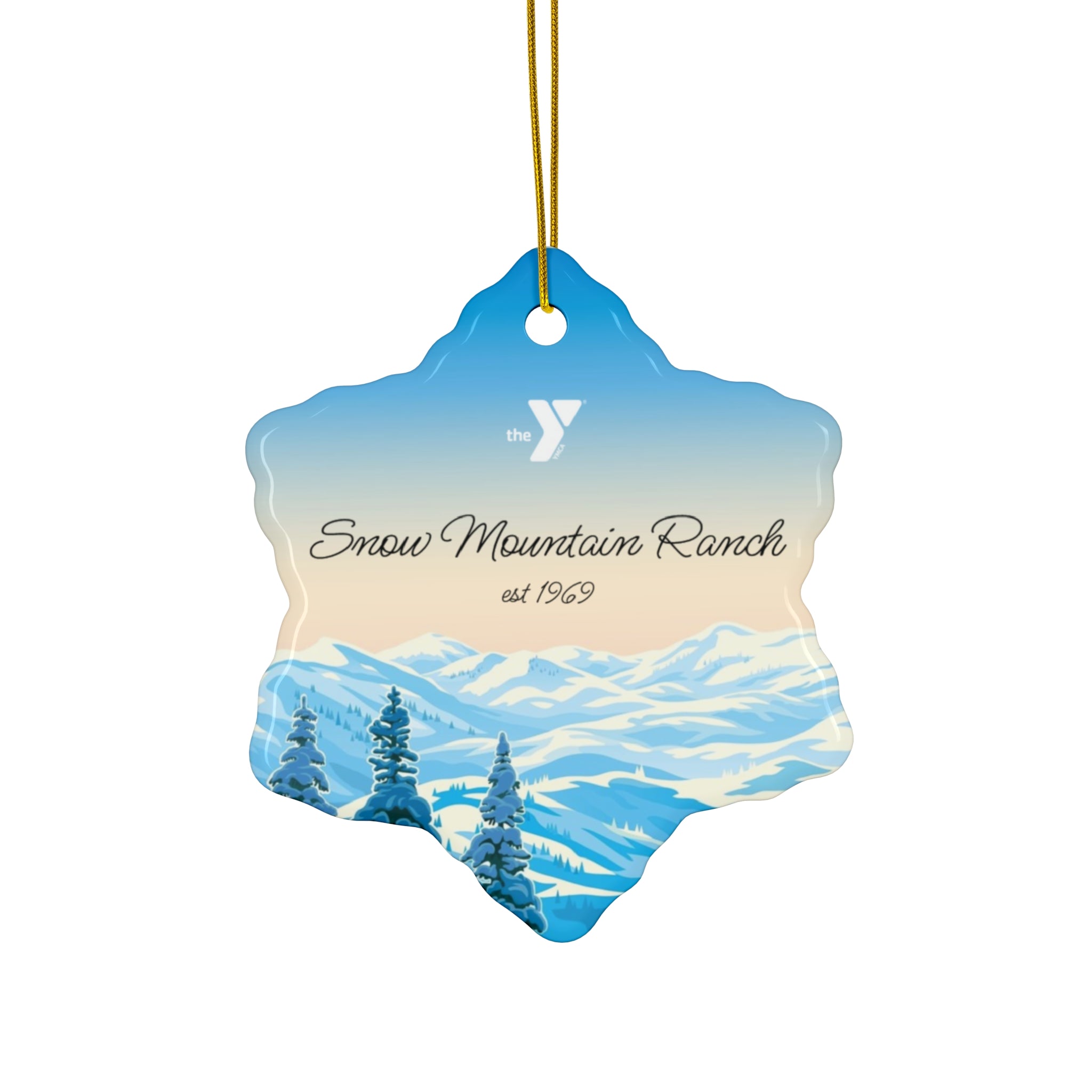 Snow Mountain Ranch Winter Ceramic Ornament, 3 Shapes