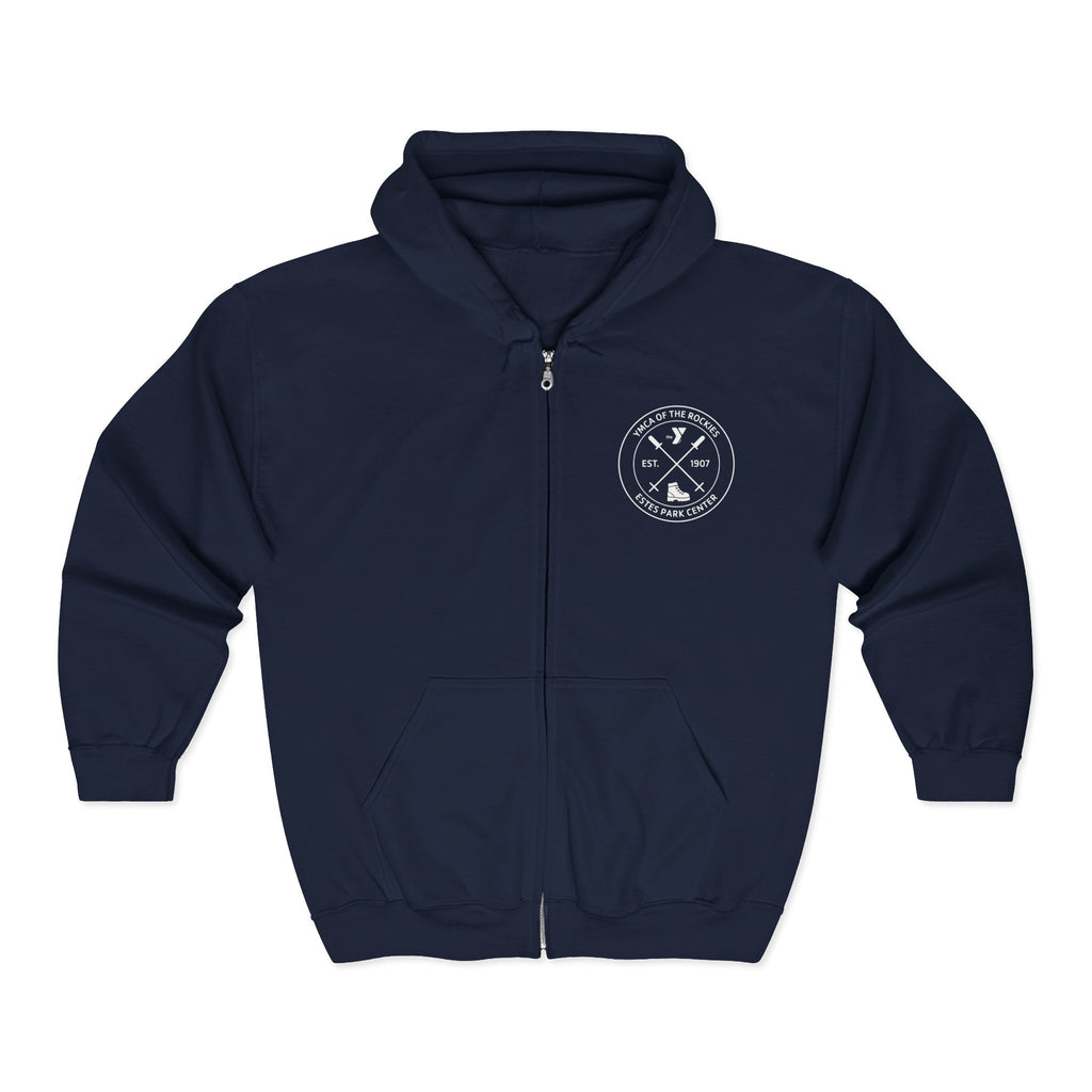 Estes Park Center Compass Logo Full‑Zip Hooded Sweatshirt