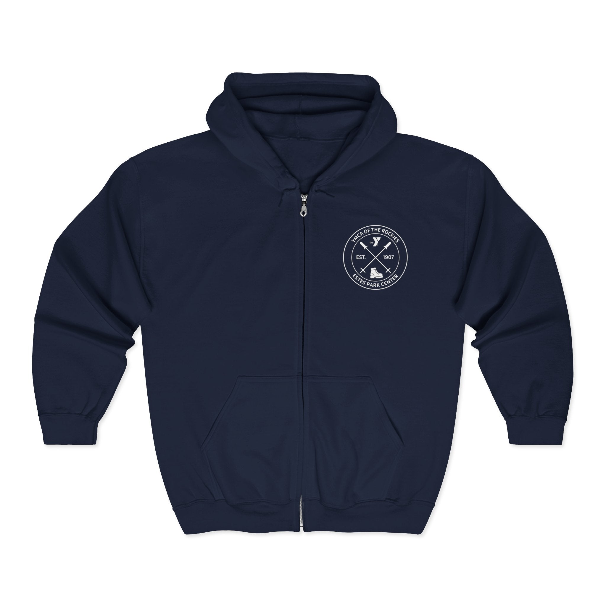 Estes Park Center Compass Logo Full‑Zip Hooded Sweatshirt