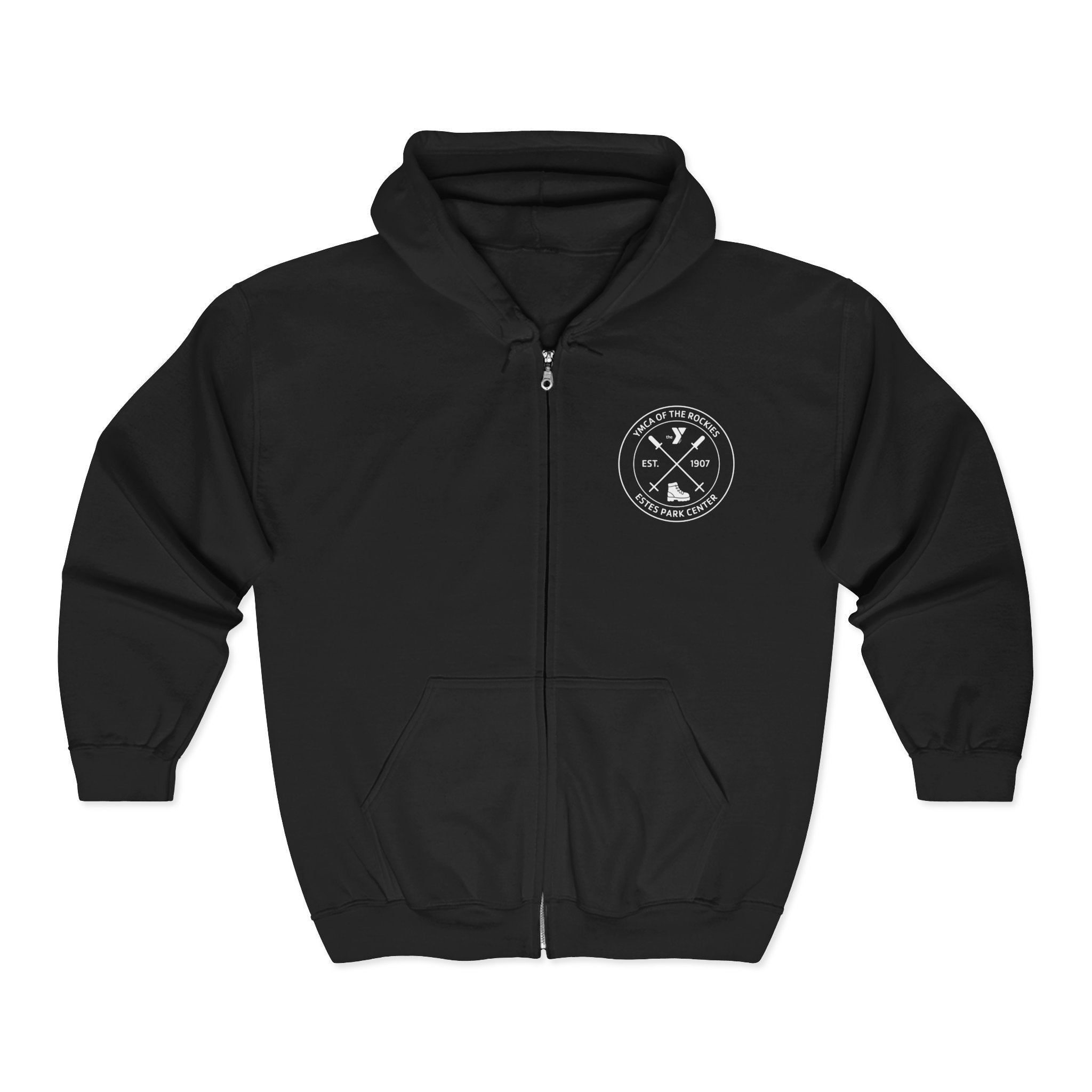 Estes Park Center Compass Logo Full‑Zip Hooded Sweatshirt