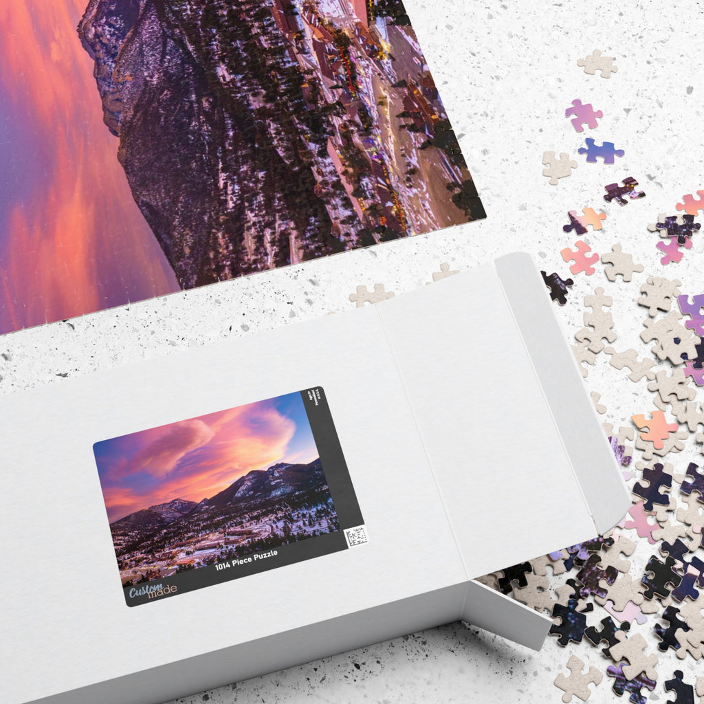 Estes Park Center Puzzle – Winter Sunset Over the Rockies