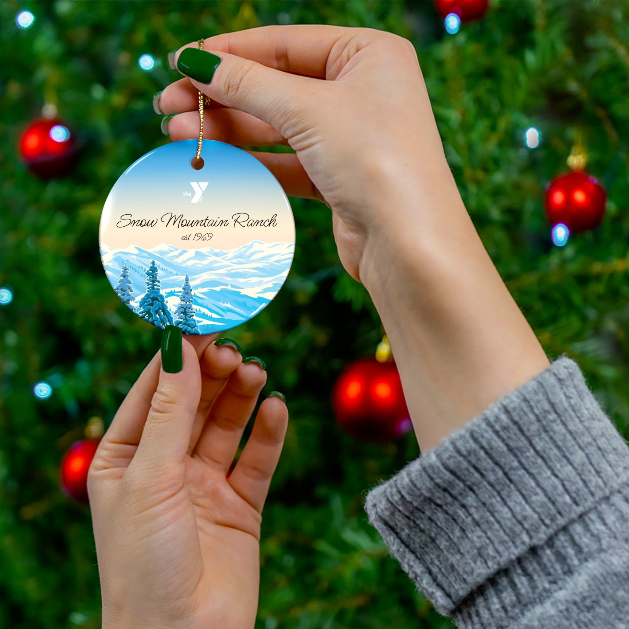 Snow Mountain Ranch Winter Ceramic Ornament, 3 Shapes