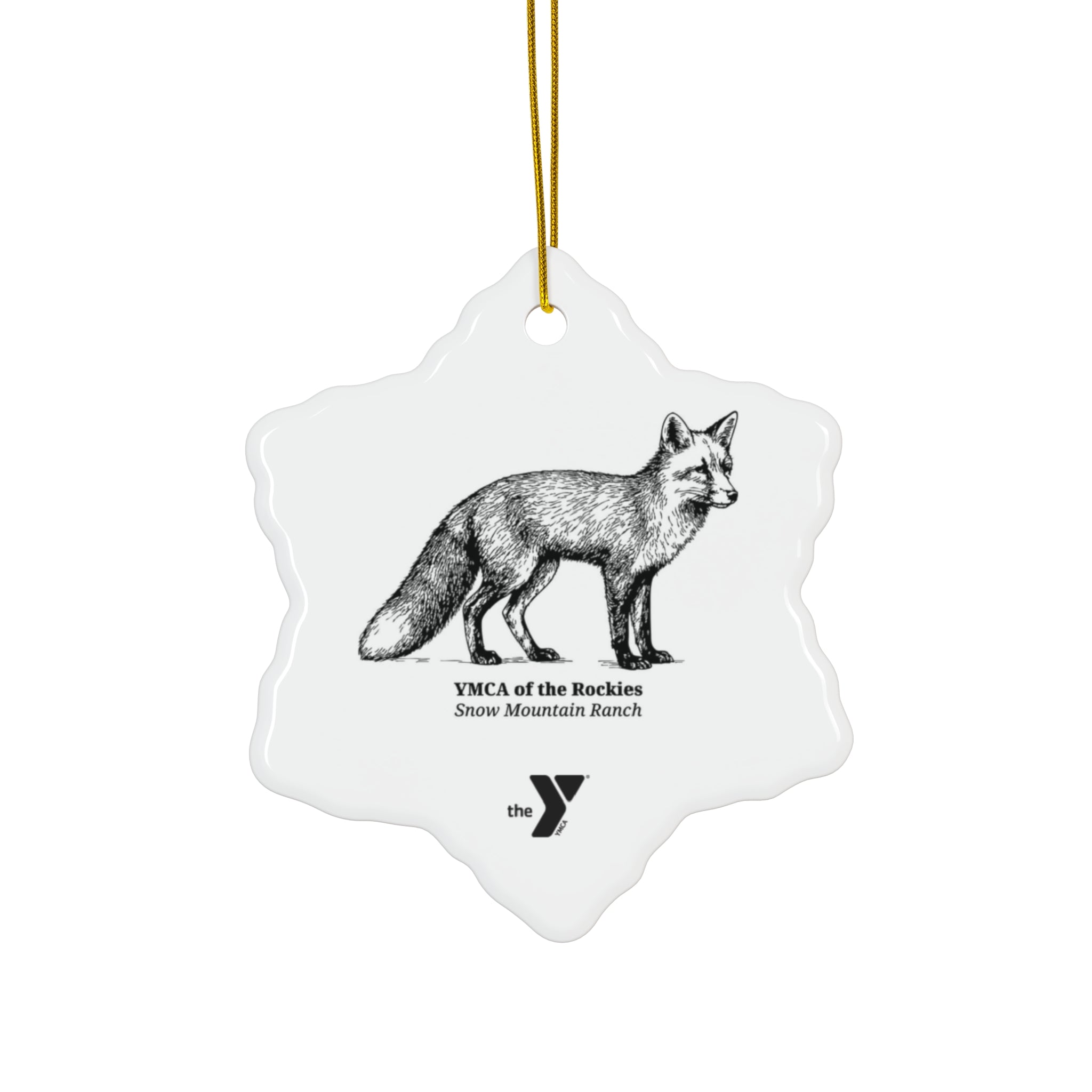 Snow Mountain Ranch Fox Ceramic Ornament, 3 Shapes