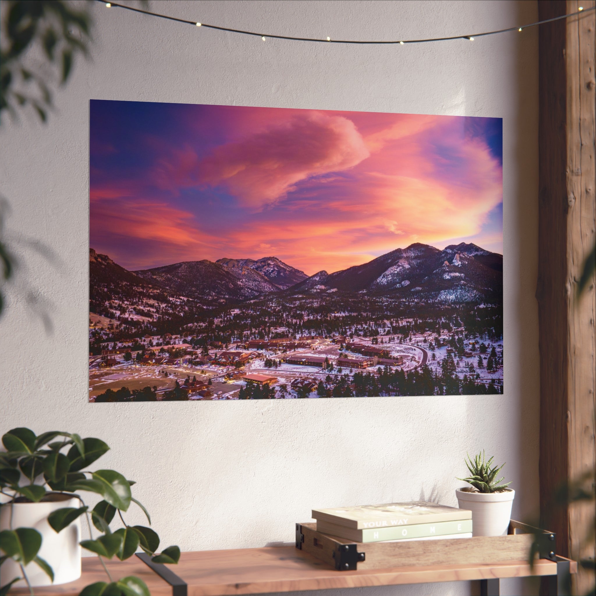 Winter Sunset at Estes Park Center Fine Art Poster, Nature Decor, Landscape Wall Art, Living Room Art, Home Office Print