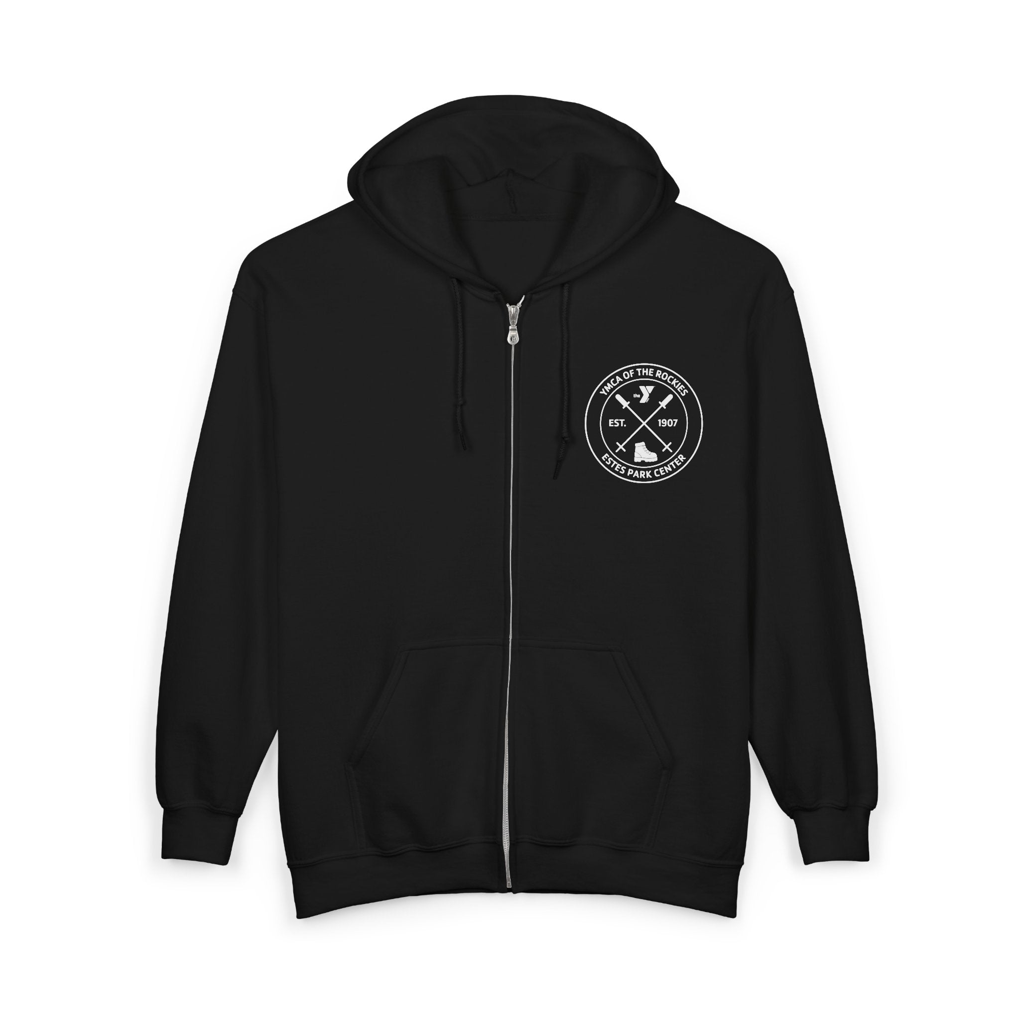 Estes Park Center Compass Logo Full‑Zip Hooded Sweatshirt